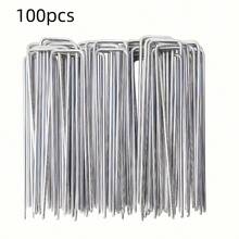 6英寸镀锌金属草皮钉，U型草坪钉，适用于地面覆盖物、花园网和人造草坪