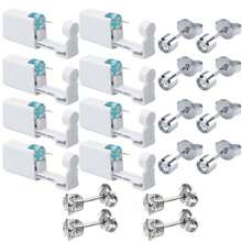 8 pezzi Piercing per orecchie monouso con orecchini a perno incorporati e 4 pezzi di orecchini con zirconia cubica - Kit di piercing per orecchie semplice e facile da usare