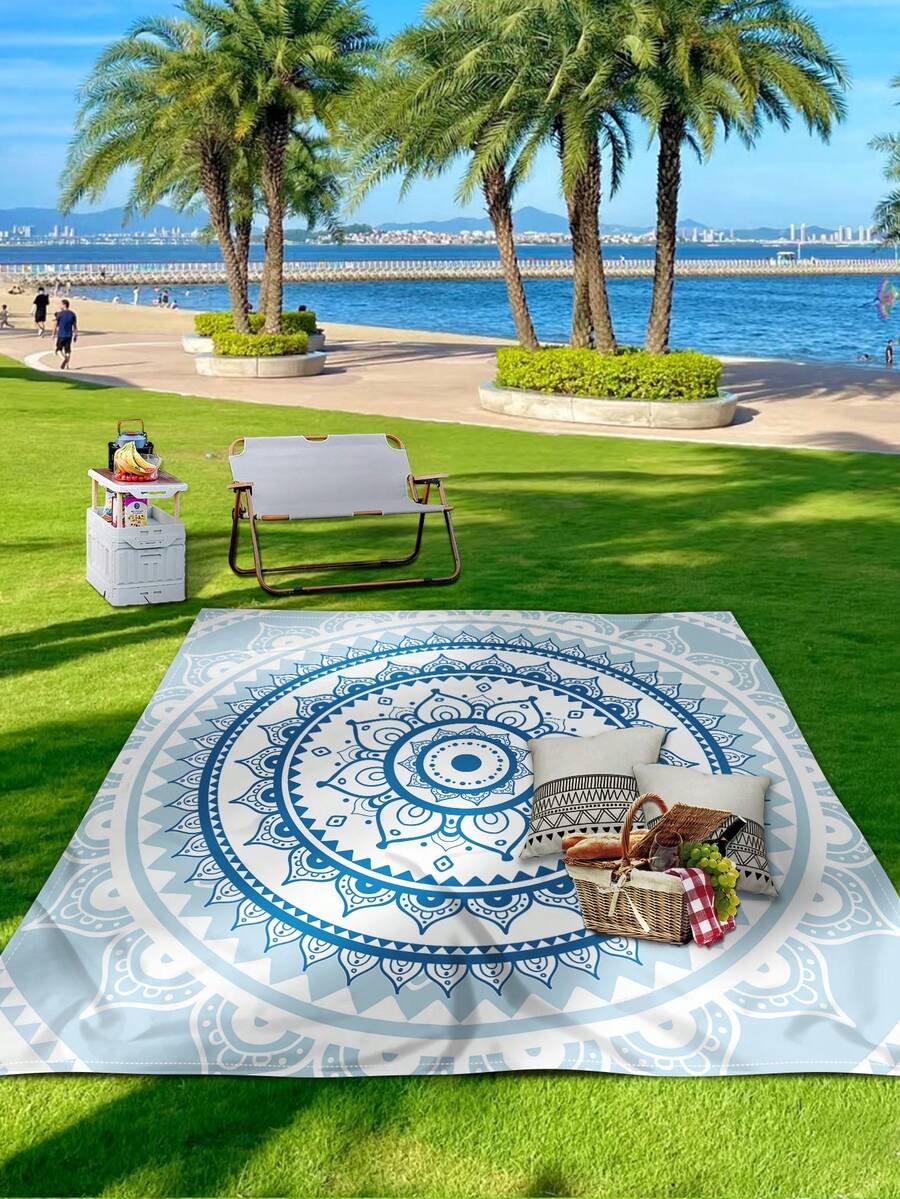 1pc New Outdoor Waterproof Anti-Sand Digital Print Picnic Blanket/Beach Towel, With Fashionable And Fresh Pattern, Suitable For Outdoor Camping And Picnic - Multicolor - View 1
