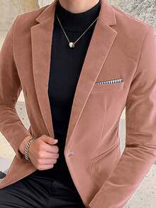 男士休闲/商务简约长袖西装外套 - 粉色 - 查看 3