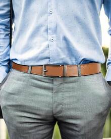 BOSTANTEN Belt Men Leather Reversible Belts Men 1 3/8 Casual Dress Pants, Two-In-One Belt - 007-淺棕色 - 查看 4