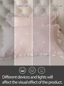 1个100%涤纶心形蕾丝图案枕套,不含枕芯,浪漫婚礼季,卧室装饰 - 彩色 - 查看 7