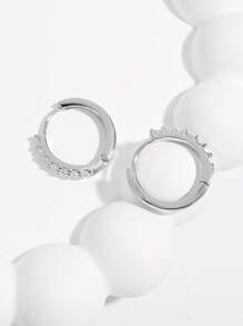 1 Pair Elegant And Fashionable Delicate Minimalist 925 Sterling Silver Artificial Zirconia Pink Bow Pendant Design Hoop Earrings, Suitable For Women's Parties And Gatherings, Gift