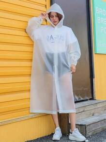 1pc Thick Waterproof Full Body Rain Poncho, Long Sleeve Adult Outdoor Cycling Hooded Raincoat, Hiking Rainwear