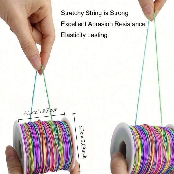 1 rotolo da 50m/164ft di filo elastico arcobaleno per bracciali, corda elastica resistente per la realizzazione di gioielli, collane, perline e artigianato - infilatura di perline