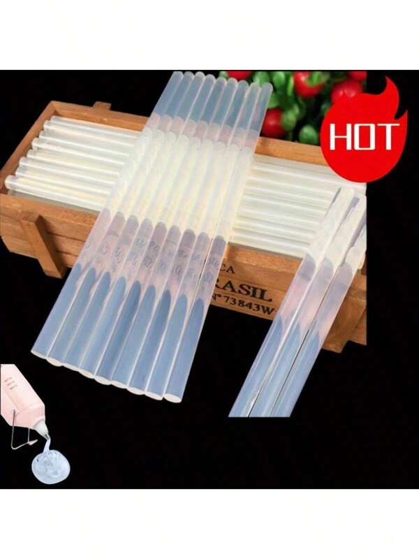 100 piezas Barras de pegamento termofusible al por mayor, suministro transfronterizo, mini barras de pegamento termofusible transparentes de alta viscosidad, longitud estándar de 150*7 mm, barras de pegamento de alta viscosidad, barras de pegamento termofusible para manualidades del hogar, barras de pegamento transparentes, adecuadas para fábricas, talleres y contratistas, para pistolas de pegamento termofusible.