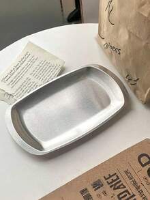 1 件不锈钢矩形托盘，咖啡厅风格甜点/蛋糕展示盘 - 銀色 - 查看 10