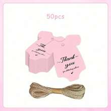 50pcs Pink Clothing Gift Tags With Strings, Suitable For Thanksgiving Gifts, Gender Reveal Party Favors, Wedding, Graduation, Birthday And Anniversary Decorations. Princess Themed Paper Tags Fit For Christmas, Halloween, Valentine S Day, Mother S Day, Graduation Decorations