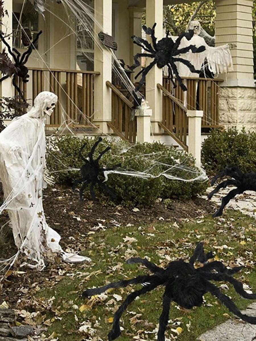 1/3 件 30 厘米/50 厘米/75 厘米万圣节蜘蛛装饰道具，逼真的毛绒蜘蛛装饰，适合万圣节、亡灵节、派对、花园