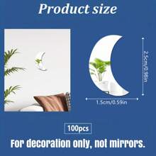 100PCS Silver Acrylic Mirror Stickers Set (Teardrop, Star, Moon, Diamond), Self-Adhesive Geometric Decor For Home Room Wall, Back To School & Halloween Craft Kits Exclusive Silver Reflective Shapes With Protective Film - DIY Scrapbooking, Gift Wrapping, Dorm Decor, Witch Hat Embellishment, Pumpkin Carving, Festival Party Supplies, Boho Wall Art, Celestial Theme Decorations, Wedding Christmas Ornaments, Bestseller Mixed Shape Pack Room Decor Wall Decor Wall Stickers Wall Sticker