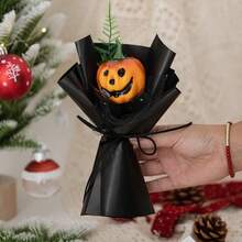 Spooky Mini Bouquet - Halloween Gift Set With Faux Pumpkins & Flowers For Party Decor