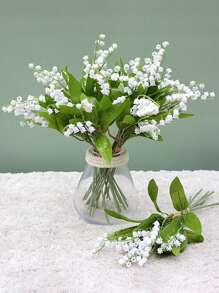 1 pieza / 10 piezas Ramo artificial de lirios Tallo de flor artificial de plástico verde Usado para bodas, novia, ramos blancos, jardín, habitación, escritorio, florero, decoración del hogar
