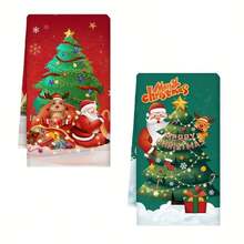 A 2pcs Set Of Christmas Themed Towels Designed With A Simple Christmas Tree And Candy Pattern Print, Machine Washable, Heat-Resistant, Absorbent And Reusable, Suitable For Room Decoration, Kitchen And Bathroom Towels, Party Decoration, Home Decoration, And Ideal Christmas Gift. - Multicolor - View 24