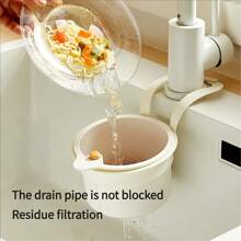 1-Pack Multi-Purpose Hanging Filter Sink Basket - Push Button Drain And Storage Design, Separate Filter, One-Second Installation, Durable Plastic Material, Kitchen And Bathroom Storage, Space Saving, Sturdy Construction, Suitable For Apartment Living