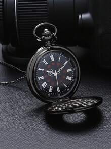 1 Stück Taschenuhr im Retrostil mit Klappdeckel, mechanisch, Halskette, Vintage europäischer Stil, geeignet für Männer und Frauen, Geschenkidee zum Geburtstag, für den Schulbeginn