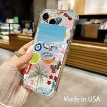 Funda para móvil con ranura para tarjetas. Compatible con phone 16, 15, 14, 13, 12 y 11. Permite guardar tarjetas y fotos. Diseño elegante y sencillo, transparente, esquinas reforzadas, anticaídas, con orificios para tarjetas. - Colores mixtos 1 - Ver 2