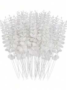 5/10/30/70 Piezas Tallos de eucalipto artificial, ramas de eucalipto falsas para ramos de boda, decoración floral bohemia del hogar, decoración de granja