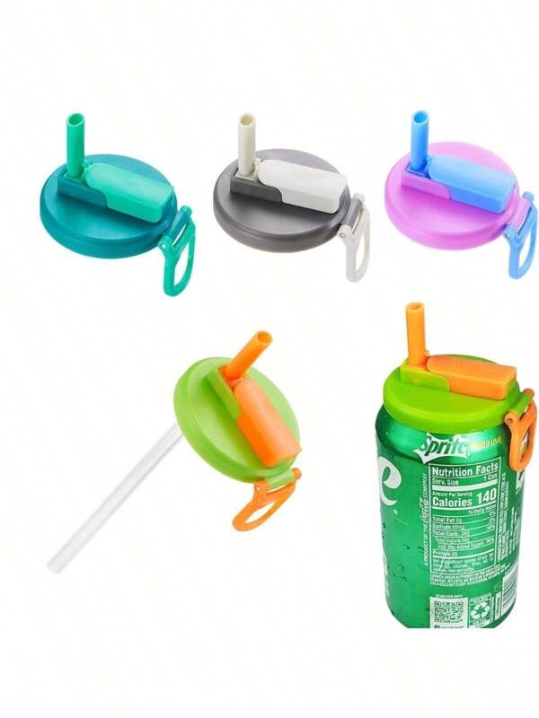1PC Soda Can Lids With Straws, Reusable Silicone Straws & Soda Can Covers, Airtight Seal, Easy To Use, Prevents Spills, Fits Standard 12oz Cans (Random Color) | Drink Cover, Beer Can Lid, Soda Can Topper, Travel Accessories, Party Supplies, Camping Essentials, Silicone Straws, Summer Must-Haves