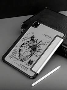Funda protectora personalizada con pintura acrílica transparente de corazón a doble cara, a prueba de golpes, adecuada para iPad séptima, octava (10.2 pulgadas) y décima generación, con ranura para bolígrafo, compatible con funciones de suspensión y activación, regalo de vacaciones, regalo de Año Nuevo.