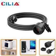 CILIA EU Power Extension Lead With Shuttered Socket - 3m/5m/10m - Flexible Rubber Cable