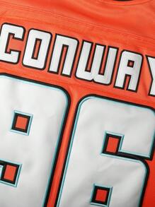 96 冰球球衣缝制橙色冰球球衣缝制涤纶长袖衬衫，适合球队训练和日常休闲穿着