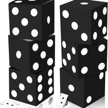 3/6 件 11 英寸赌场骰子礼品盒散装赌场主题派对用品装饰夜拉斯维加斯毕业舞会生日派对用品新年中心装饰游戏 - 彩色 - 查看 12