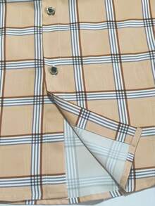 New Fashion Casual Plaid Print Long Sleeve Shirt, Fall - Khaki - View 6