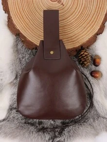 1个PU皮革腰包，中世纪复古文艺复兴维京LARP角色扮演服装配饰，抽绳零钱包手机包 - C - 查看 4