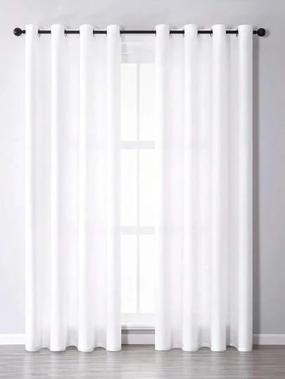 1pc Solid Single Panel Sheer Curtain, Rural Living Room, Bedroom, Bay Window, Balcony, White Gauze Curtain