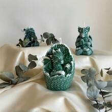 1 件破壳龙形蜡烛硅胶模具，用于制作蜡烛，DIY 冥想龙动物环氧树脂艺术工艺模具，用于家居装饰、工艺品