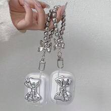 韩式电镀蝴蝶结链耳机盒适用于 Apple 4/Pro 2/2/3，软壳 - 完美的情人节礼物