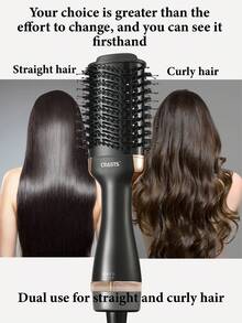 CRASTS Hair Dryer Brush, 3-Speed Temperature And Airflow Settings, Volumizing, Straight & Wavy Styling, 2-In-1 Blow Dryer And Brush