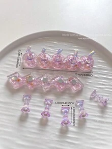 亚克力极光彩虹色矩形钻石形状美甲展示架，树脂水晶珠水钻复古韩国花朵激光 DIY 家居和户外女士母亲姐妹妻子女友婚礼美甲沙龙美容情人节使用