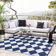 Outdoor Plastic Straw Rug 8x10 Reversible Patio Rug Outdoor Rug Waterproof Camping Rug Portable Outdoor Floor Mat For RV Porch Balcony Patio Camping Picnic Beach Dark Blue Diamond,6622466 - Blue - View 1