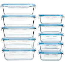 20 Pieces Glass Meal Prep Containers With Steam Vent, Food Storage Containers With Airtight Lids, For Home Kitchen Office Lunch Portion Control (10 Containers+10 Lids), Freezer And Refrigerator - Blue - View 1