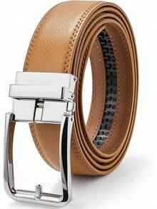 BOSTANTEN Belt Men Leather Reversible Belts Men 1 3/8 Casual Dress Pants, Two-In-One Belt - 012-銀色+棕色 - 查看 1