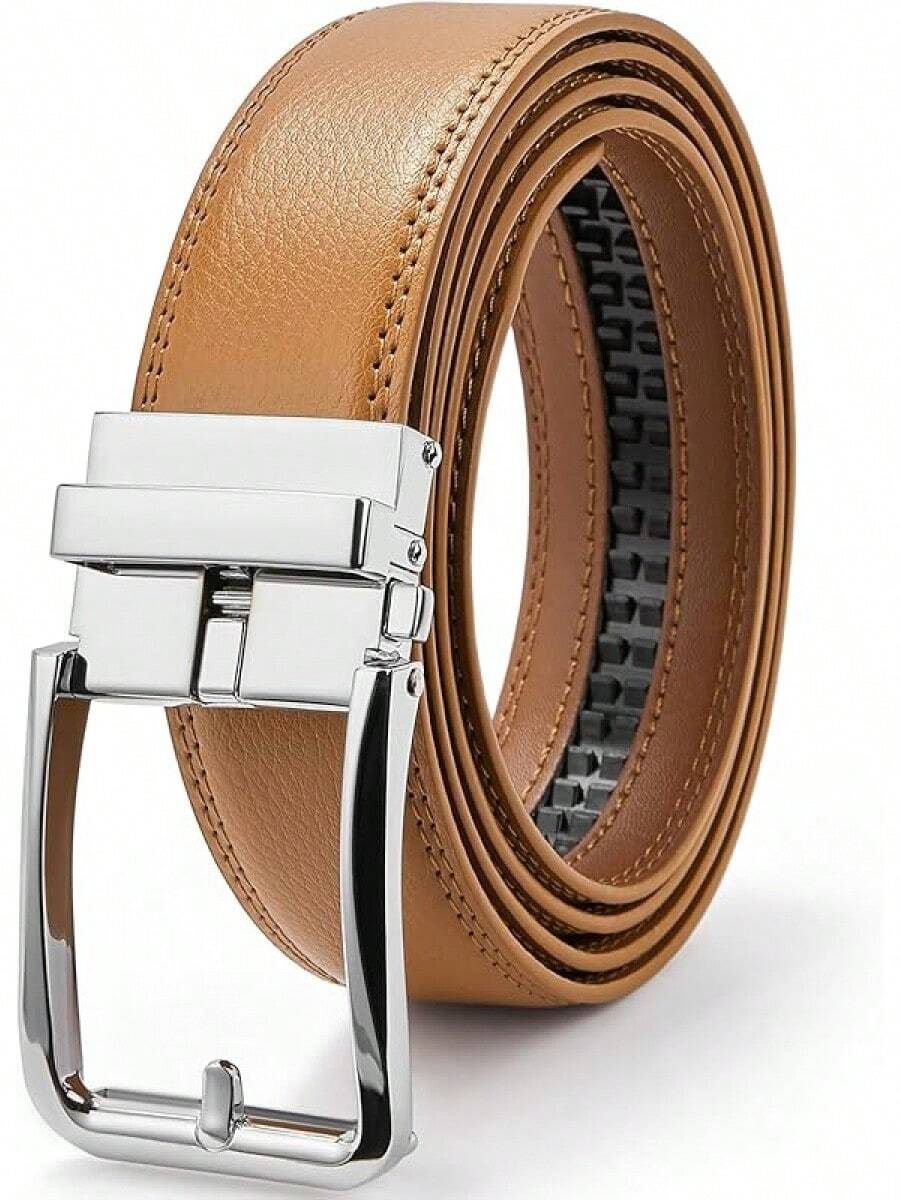BOSTANTEN Belt Men Leather Reversible Belts Men 1 3/8 Casual Dress Pants, Two-In-One Belt - 012-銀色+棕色 - 查看 1