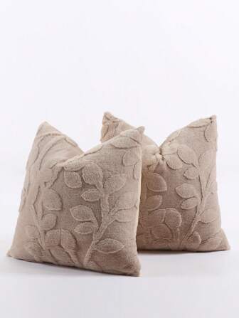 1 件兔毛叶压花装饰抱枕套，毛绒天鹅绒靠背，方形靠垫套，假日家居枕头装饰，柔软舒适的天鹅绒材质，现代沙发装饰，卧室装饰，秋季装饰，房间装饰