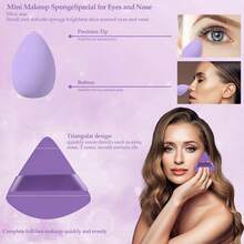 14 Pcs Makeup Sponge Set,Beauty Sponges Blender With 4 Pcs Powder Puff And 4 Pcs Mini Make Up Sponges Valentine's Day,Mother's Day For Women Liquid,Foundation,Powder,Concealer,Cream(Pink) - 紫色 - 查看 4