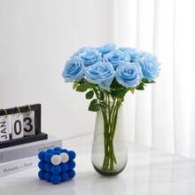 5pcs/10pcs Blue 20 Inch Valentine's Day Home Decoration Simulation High-End Roses,Bedroom Decoration Flowers Valentine's Day Bouquets, Desktop Decoration, Wedding Decoration Bride's Hand Bouquets, Wrist Flowers, Corsage Materials Home Restaurant Bedroom Vase Decoration Bouquets DIY Birthday Party Cake Materials Valentine's Day New Year Gift Materials Shooting Props, Vase Decoration, New Year Decoration, Outdoor Garden Decoration