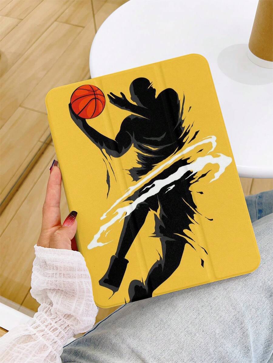 篮球防刮 iPad 保护套，内置笔架、360 度旋转对开支架和可调节视角，兼容 iPad 第 10 代、iPad Air 4/5/6 10.9/11 英寸平板电脑 - 粉色 - 查看 1