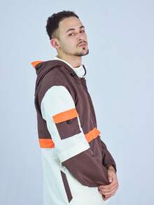 ANORAK URBAN CHAMELEON WINDCUT JACKET HOOD Autumn Spring Oversized Knot Zipper Men's - 棕色與灰白色 - 查看 2