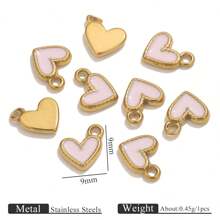1/5 Stück 304 Edelstahl 18k Vergoldete Emaille-Öltropfen Herz Anhänger, Edelstahl-Charms für Damen, zum Selbermachen von Armbändern, Halsketten und DIY-Schmuckzubehör-Anhängern