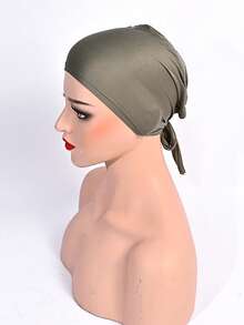 1pc Women's New Solid Color Viscose Elastic Drawstring Adjustable Headband Cap - Strappy Bottom Hat - View 8