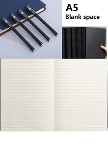 5pcs Notebook Set With 3pcs Pens, 36 Sheets/72 Pages Thick Kraft Paper A5 Line Notebook, Student Exercise Book, Learning Practice Notebook, Notebook Pen Set - Multicolor - View 11