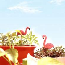 [Pink Flamingo Yard Decor] 4pcs Pink Flamingo Yard Decorations - Miniature 3D Landscape Models Suitable For Garden, Lawn, Patio, Pond And Outdoor Decor