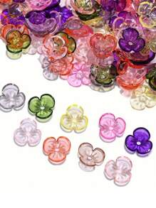 100 piezas / lote Cuentas acrílicas transparentes con forma de flor de 3 pétalos de 10 mm - Ideales para hacer pasadores de pelo, llaveros, cadenas de teléfono, collares y accesorios de joyería y manualidades DIY