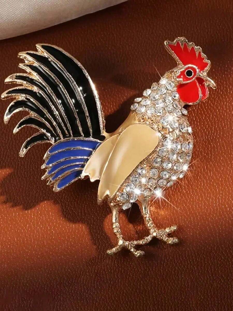 1pc Vintage National Style Handmade Alloy Animal Brooch, Versatile Colorful Brooch - Multicolor - View 1