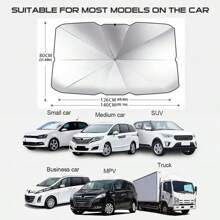 Summer Sunshade Artifact Car Sunshade Umbrella - Foldable Portable Sunshade Cover, Blocking Ultraviolet Radiation From The Car Front Window (Thermal Insulation Protection), Suitable For All Types Of Household Car Windshield Cover For BENZ,For AUDI,For BMW,For TESLA