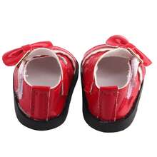1 Pair 14-Inch Reborn Baby Doll Shoes, Bowknot Leather Flats, Solid Color Glossy Flat Shoes, Fashionable & Cute Doll Shoes For Summer, Suitable For Doll Dresses, Girls & Students Role Play, Children Toy Doll Accessory, Holiday Party, Birthday Gift - SH-0105 - View 8